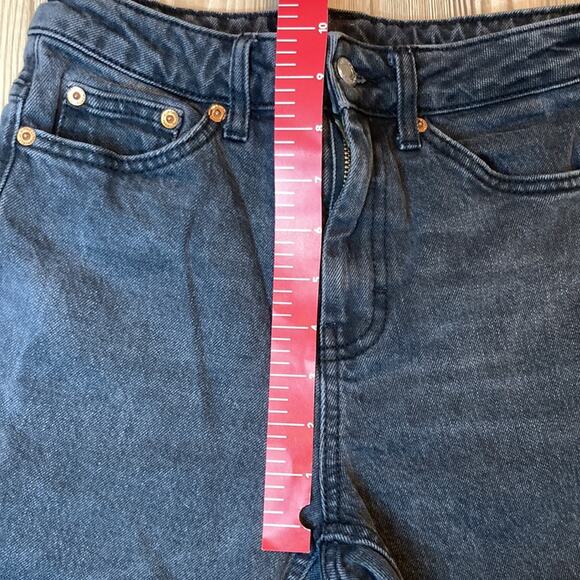 Topshop MOTO Wide Black Faded Cropped Jean - 26 Denim Rigid distressed top shot - Picture 10 of 13